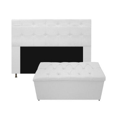 Cabeceira e Calçadeira Baú Mel 140 Cm Casal Branco