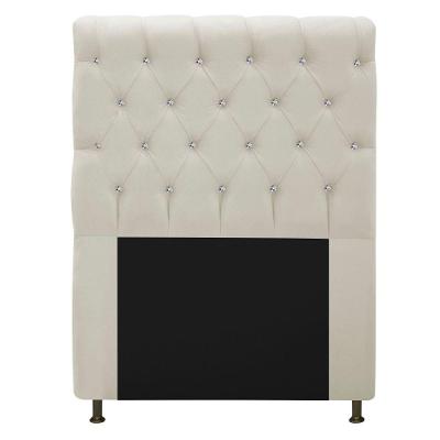 Cabeceira Estofada Cristal 90 Cm Solteiro Com Strass Bege