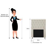 Cabeceira Estofada Cristal 90 Cm Solteiro Com Strass Bege - 3