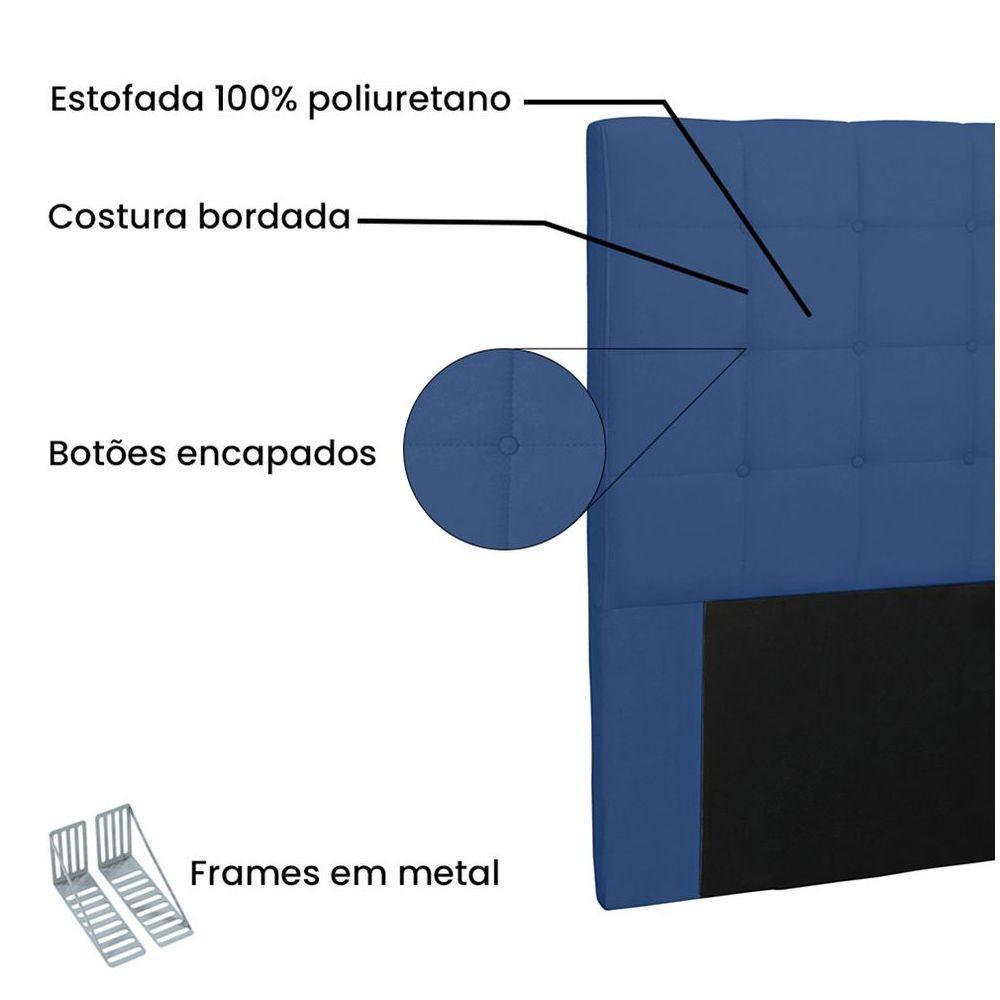 Cabeceira Verona Cama Box Queen 160 Cm Suede Azul Marinho - 3