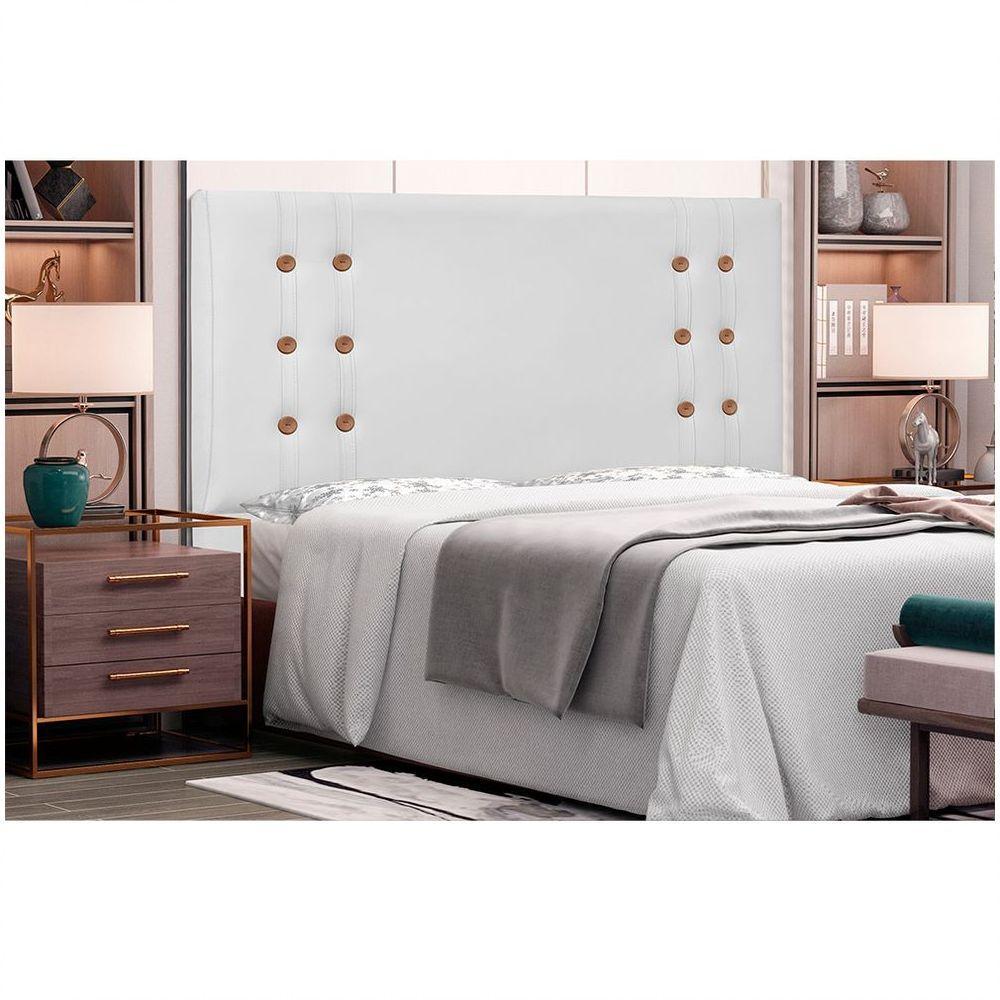 Cabeceira Gênova Para Cama Box King 195 Cm Corino Branco - D'rossi - 4