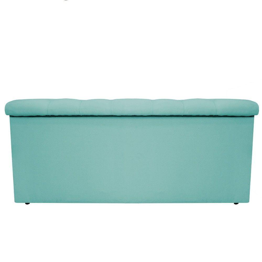 Calçadeira Baú Mel 90 Cm Solteiro com Capitonê Azul Tiffany - 5