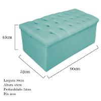 Calçadeira Baú Mel 90 Cm Solteiro com Capitonê Azul Tiffany - 2