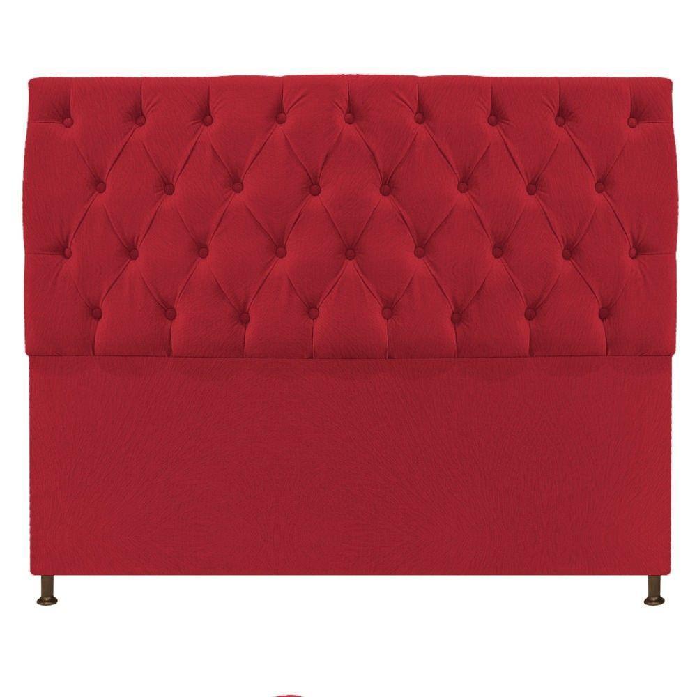 Cabeceira Sofia 140 Cm Casal Suede Vermelho - 1
