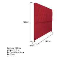 Cabeceira Sofia 140 Cm Casal Suede Vermelho