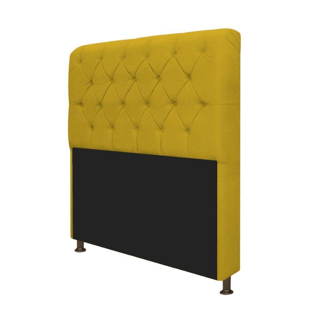 Cabeceira Lady e Recamier Ari 195Cm King Size Suede Amarelo - 3
