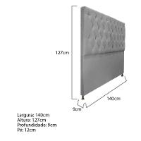 Cabeceira Sofia 140 Cm Casal Suede Cinza