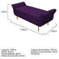 Kit Cabeceira Lady e Recamier Ari 140 Cm Casal Suede Roxo
