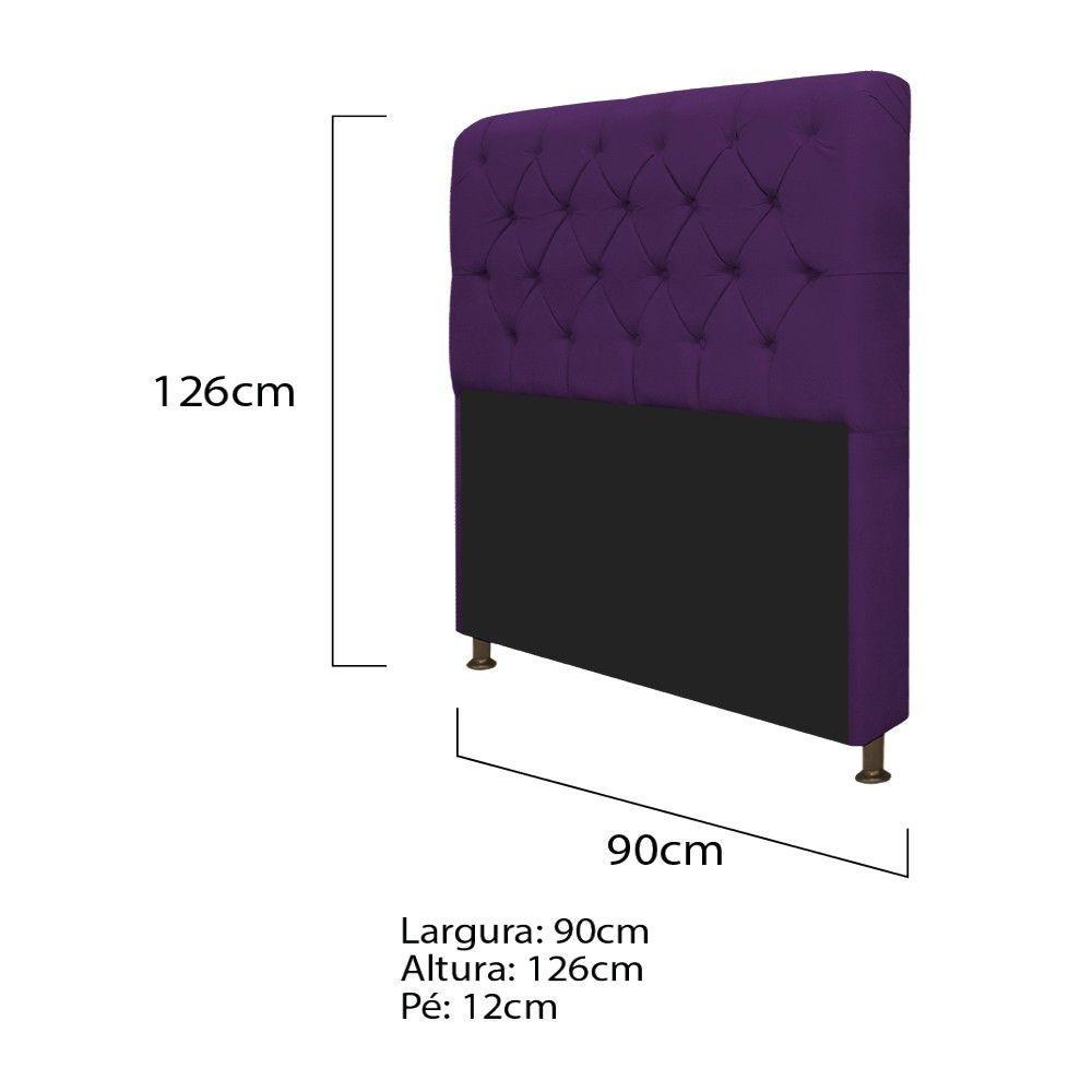 Cabeceira Lady e Recamier Ari 90 Cm Solteiro Suede Roxo - 2