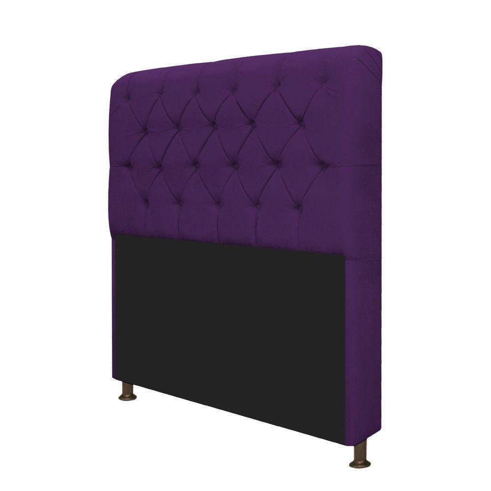 Cabeceira Lady e Recamier Ari 90 Cm Solteiro Suede Roxo - 3