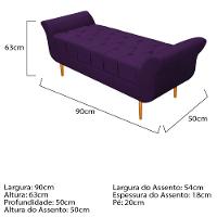 Cabeceira Lady e Recamier Ari 90 Cm Solteiro Suede Roxo - 5