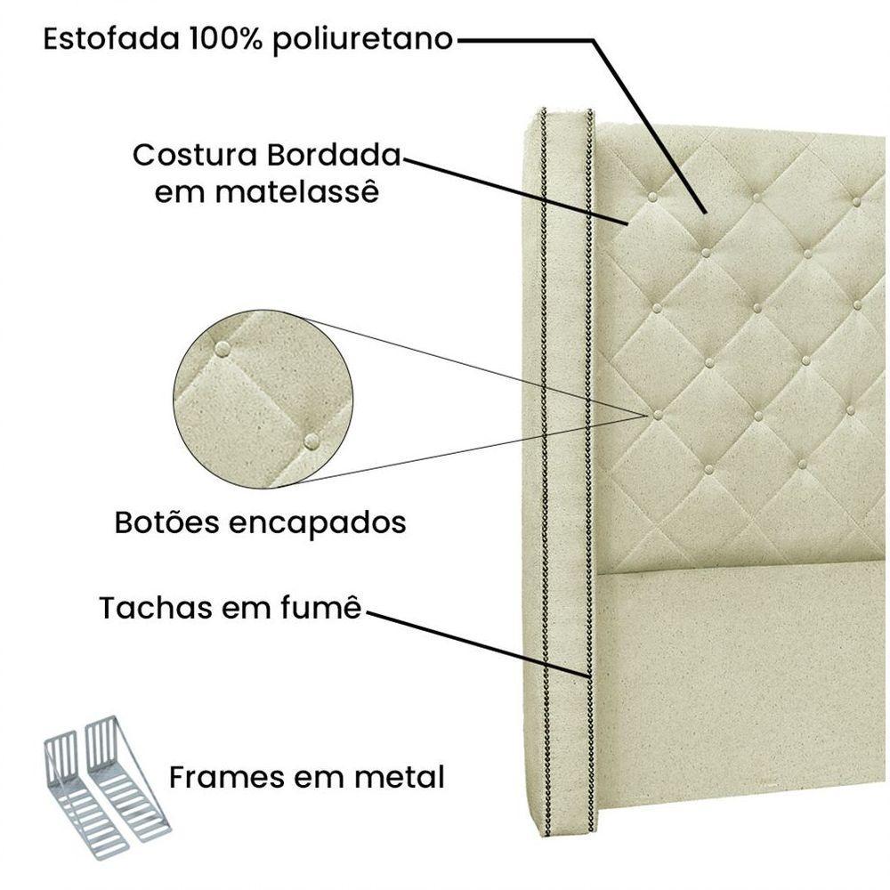 Cabeceira Vicenza Cama Box King 195 Cm Linho Rustico Natural - 3