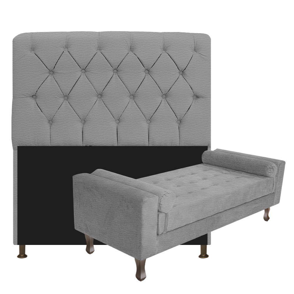 Cabeceira Lady e Recamier Félix 195 Cm King Size Cinza - 1