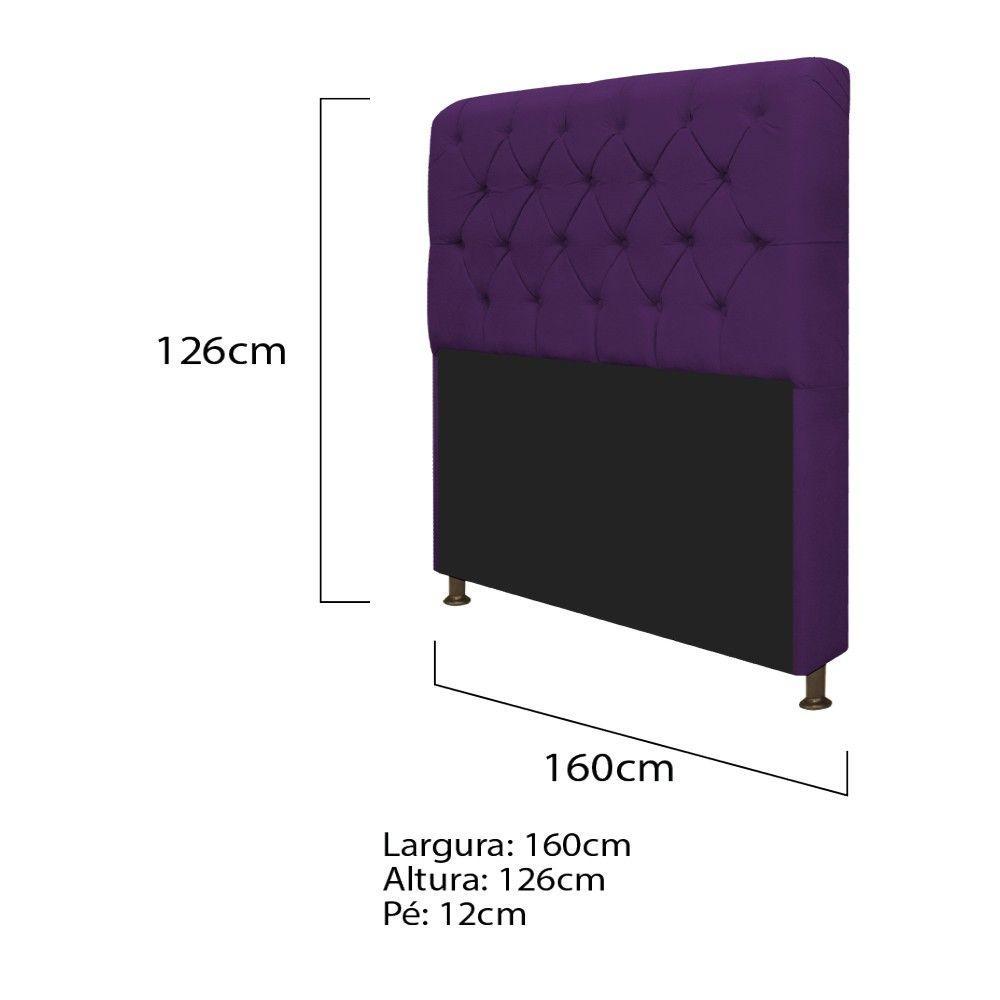 Cabeceira Lady e Recamier Ari 160 Cm Queen Size Suede Roxo - 2