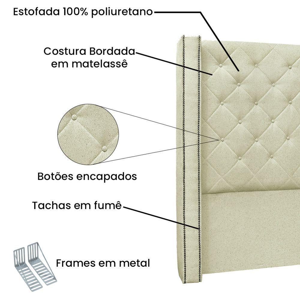 Cabeceira Vicenza Cama Box Casal 140Cm Linho Rustico Natural - 3