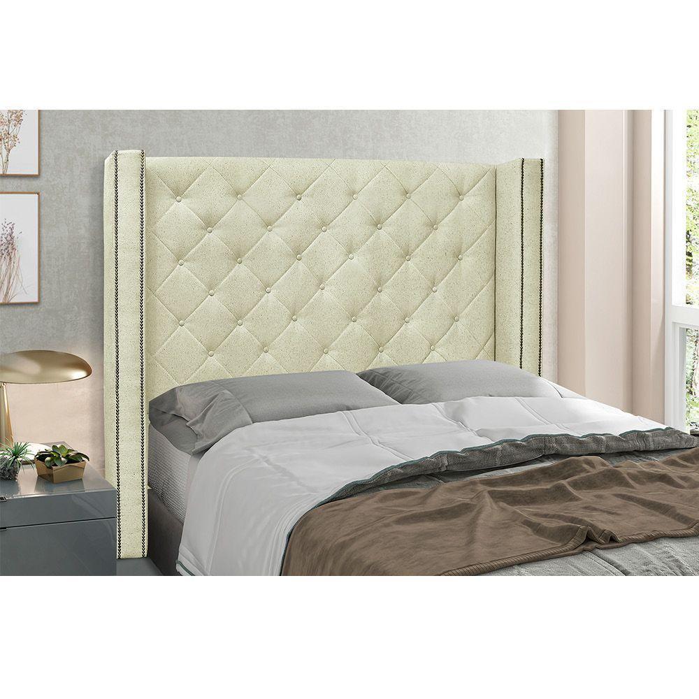 Cabeceira Vicenza Cama Box Casal 140Cm Linho Rustico Natural - 4