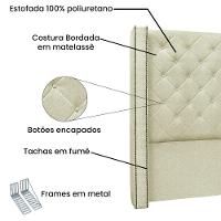 Cabeceira Vicenza Cama Box Casal 140Cm Linho Rustico Natural - 3
