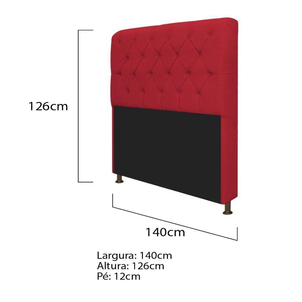 Kit Cabeceira Lady e Recamier Ari 140Cm Casal Suede Vermelho - 2