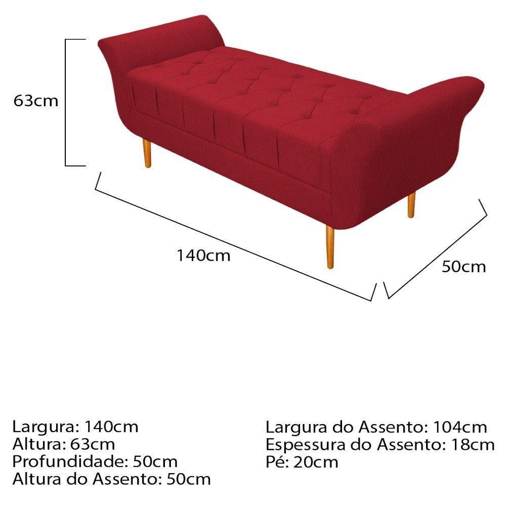 Kit Cabeceira Lady e Recamier Ari 140Cm Casal Suede Vermelho - 5