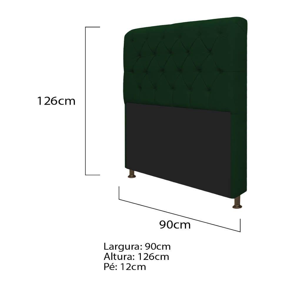 Cabeceira Lady e Recamier Félix 90Cm Solteiro Suede Verde - 2