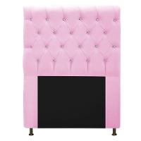 Cabeceira Cristal 90cm Solteiro com Strass Suede Rosa Bebê - 1