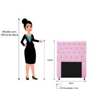 Cabeceira Cristal 90cm Solteiro com Strass Suede Rosa Bebê - 2