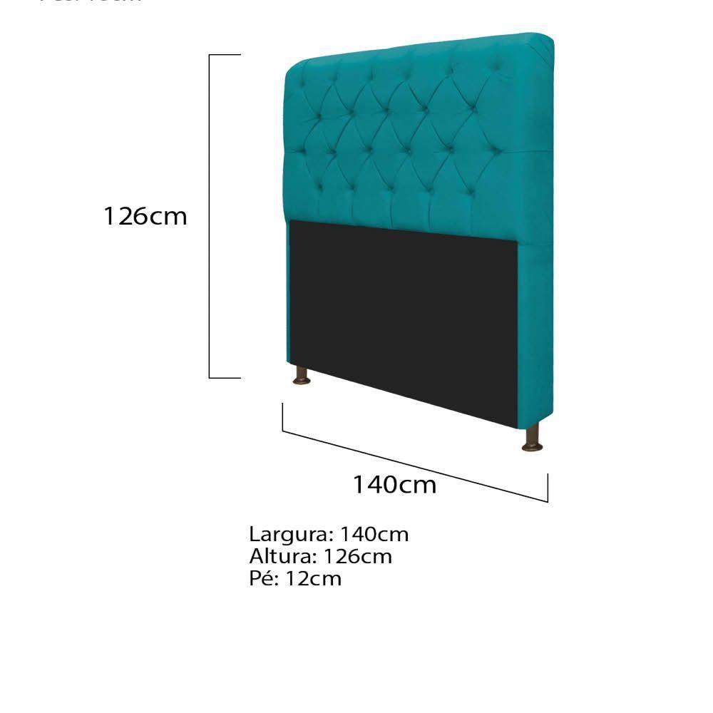 Cabeceira Lady e Recamier Félix 140 Cm Casal Azul Turquesa - 3
