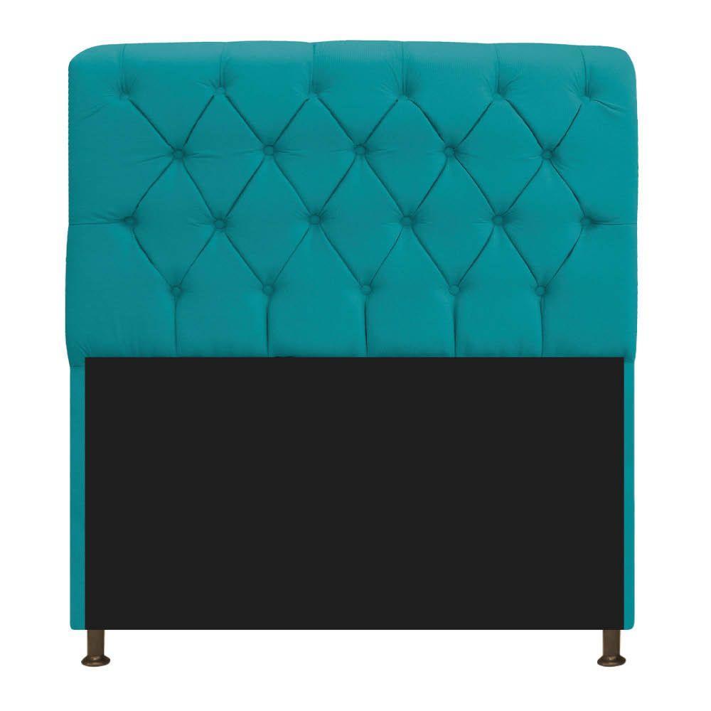 Cabeceira Lady e Recamier Félix 140 Cm Casal Azul Turquesa - 6