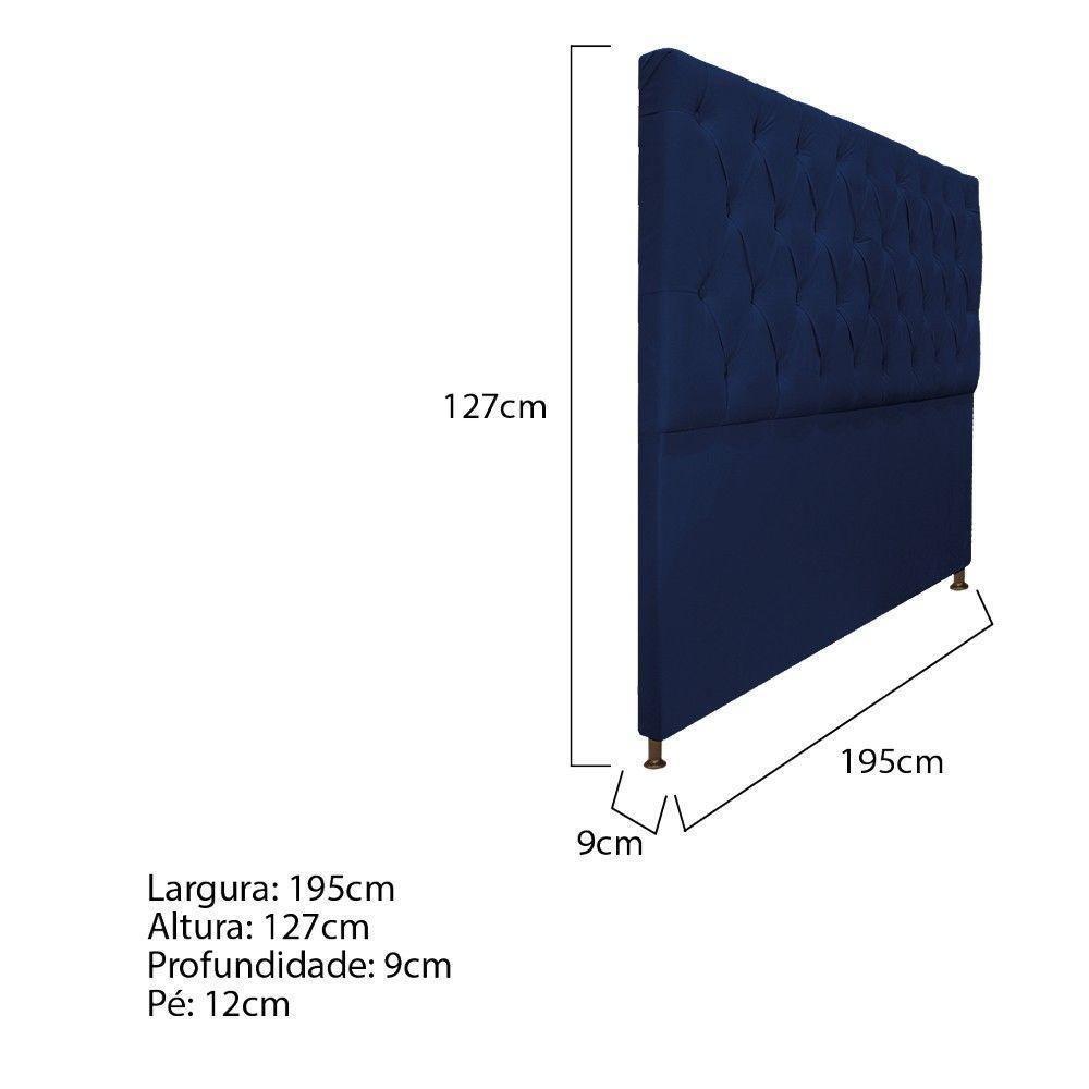 Cabeceira Sofia 195 Cm King Size Suede Azul Marinho - 4