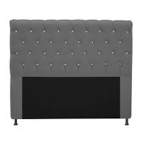 Cabeceira Cristal 195cm King Size com Strass Suede Cinza - 1