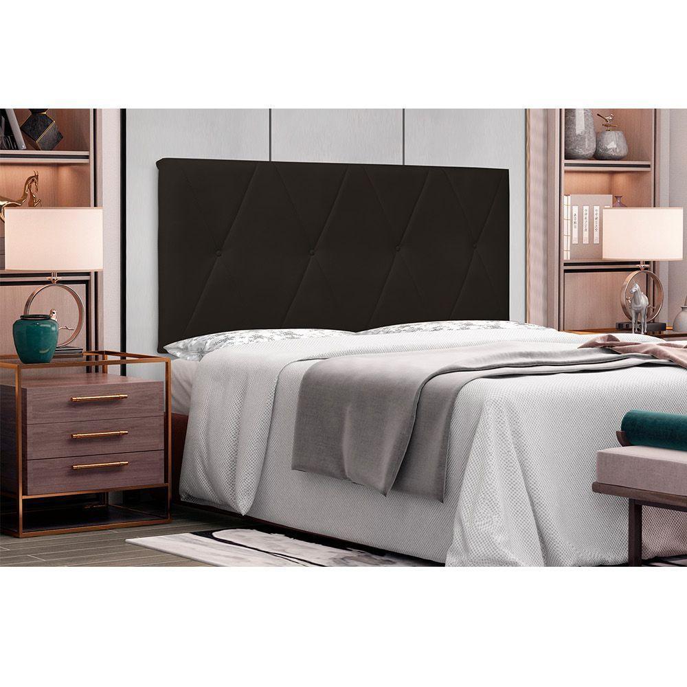 Cabeceira Painel Aquilla Para Cama Box King 195 Cm Corino - D'rossi Cor Marrom - 4
