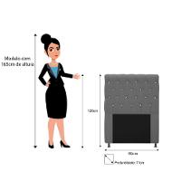 Cabeceira Cristal 90cm Solteiro com Strass Suede Cinza - 2