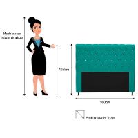 Cabeceira 160cm Queen Size com Strass Suede Azul Turquesa - 2