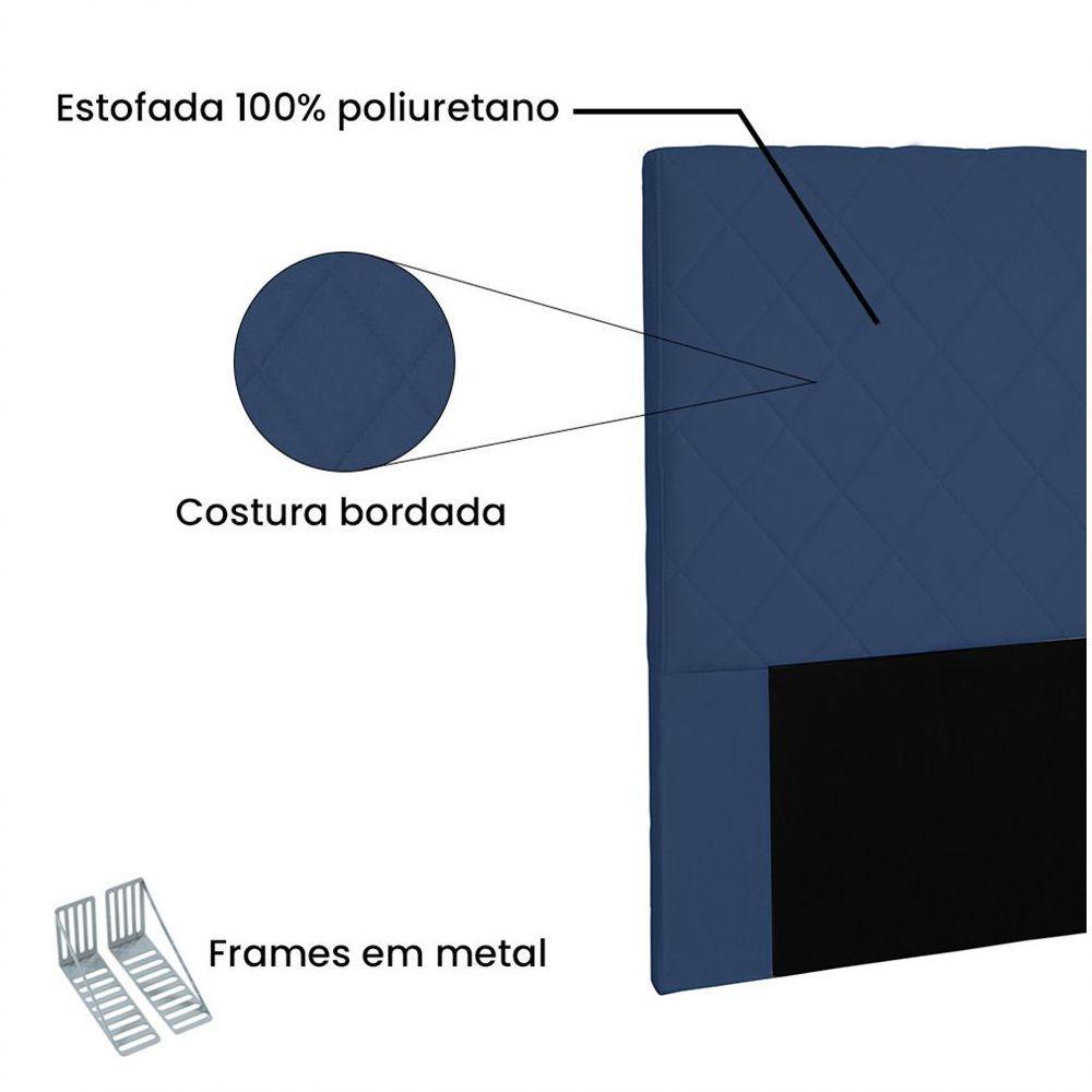 Cabeceira Dubai Para Cama Box Queen 160cm Suede Azul Marinho - D'Rossi - 3