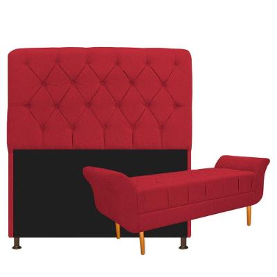 Cabeceira Lady e Recamier Ari 90 Cm Solteiro Suede Vermelho