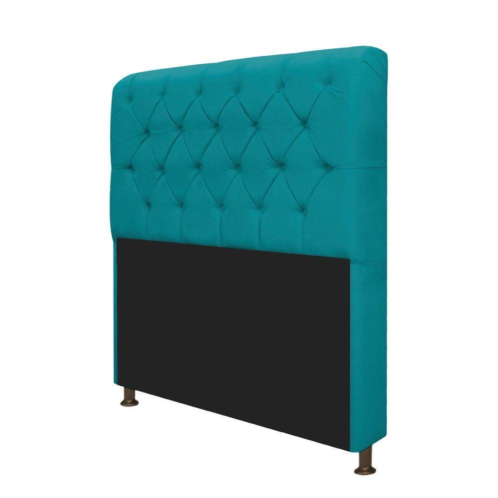 Cabeceira Lady e Recamier Ari 90Cm Solteiro Azul Turquesa - 3