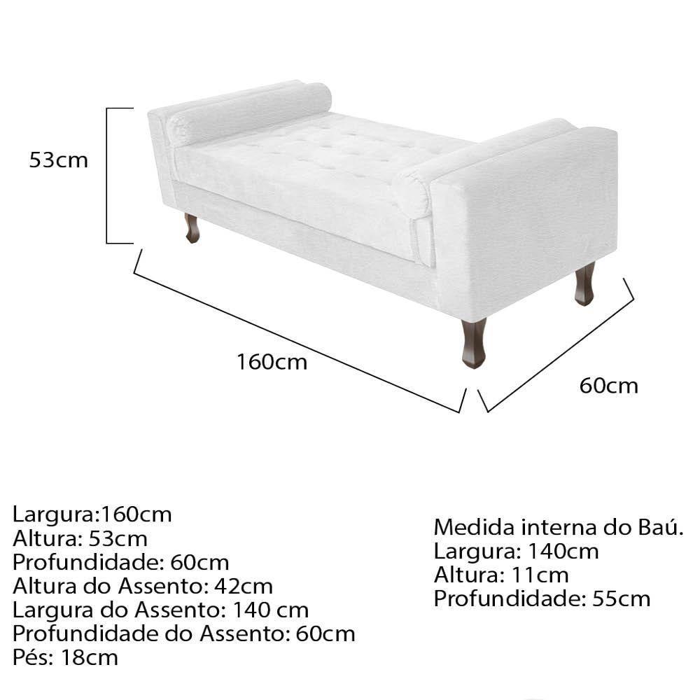 Cabeceira Lady e Recamier Félix 160 Cm Queen Size Branco - 8