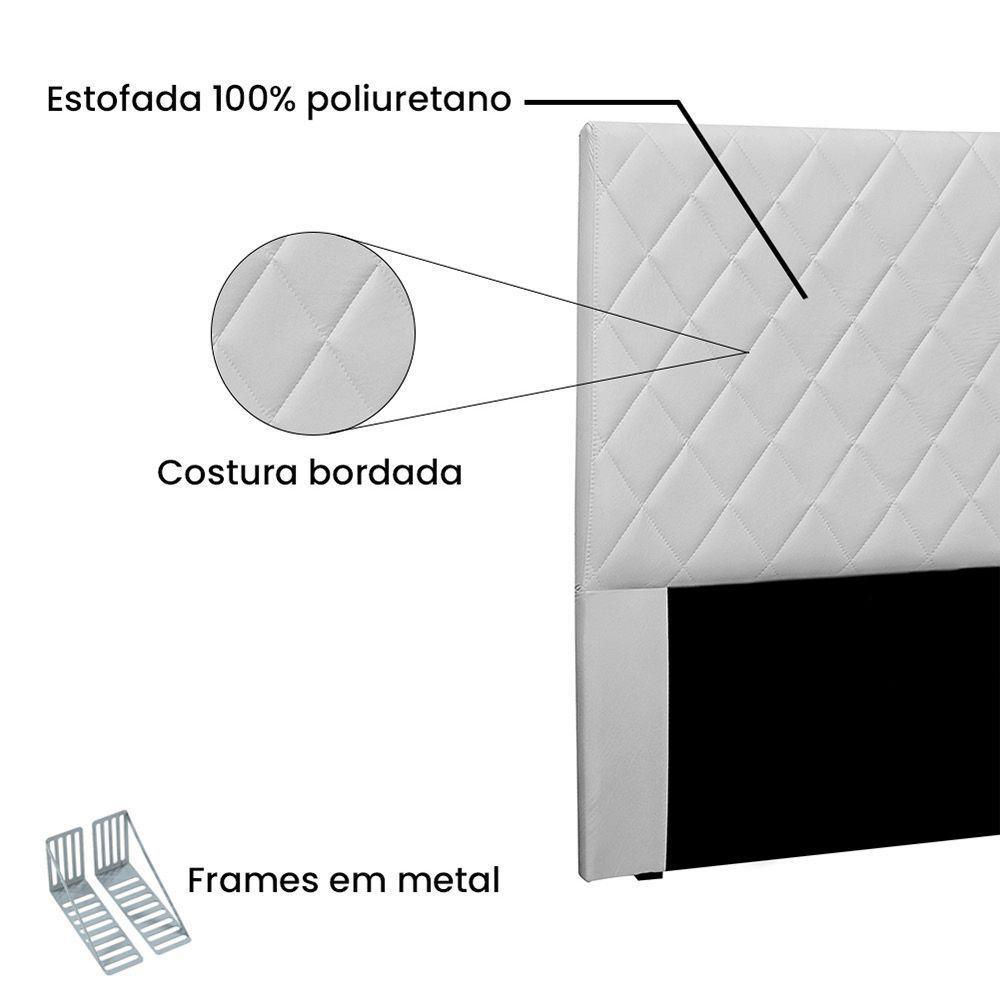 Cabeceira Dubai Para Cama Box Solteiro 90cm Corino Branco - D'Rossi - 3