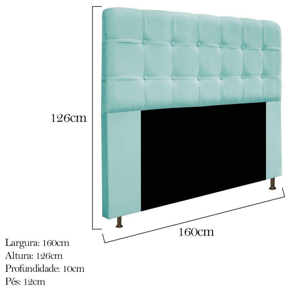 Cabeceira e Calçadeira Baú Mel 160Cm Queen Size Azul Tiffany - 2