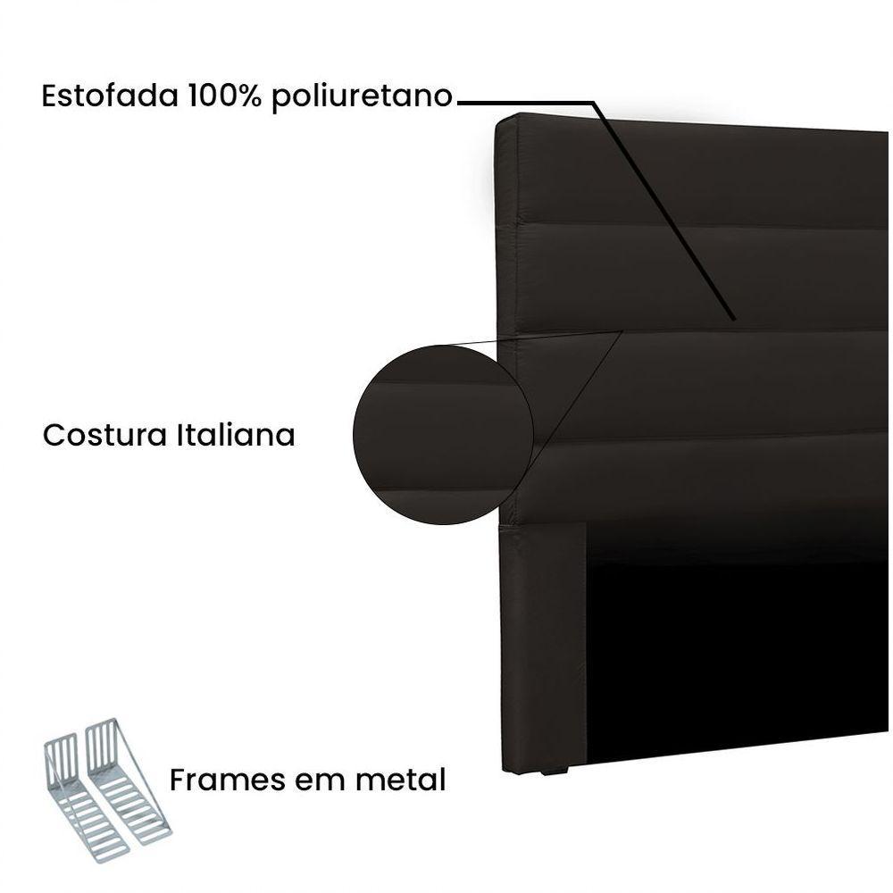 Cabeceira La Italiana Para Cama Box King 195 Cm Corino Marrom - D'rossi - 3