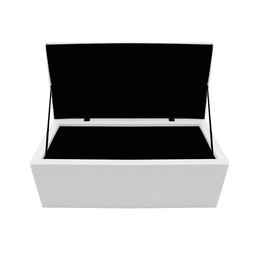 Calçadeira Baú Mel 90 Cm Solteiro com Capitonê Suede Branco - 2