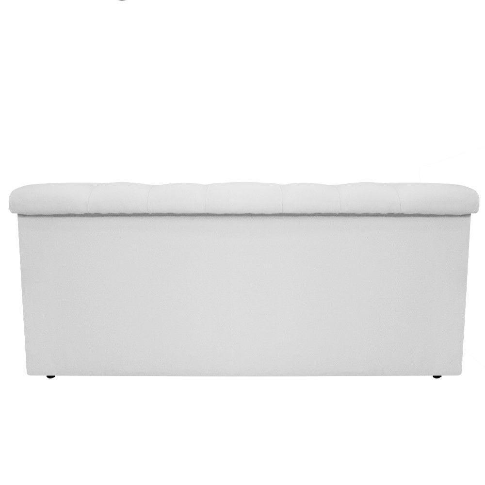 Calçadeira Baú Mel 90 Cm Solteiro com Capitonê Suede Branco - 5