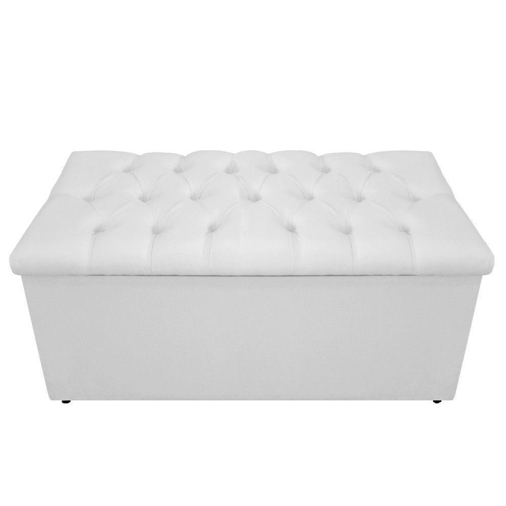 Calçadeira Baú Mel 90 Cm Solteiro com Capitonê Suede Branco - 6