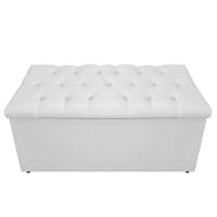 Calçadeira Baú Mel 90 Cm Solteiro com Capitonê Suede Branco - 6