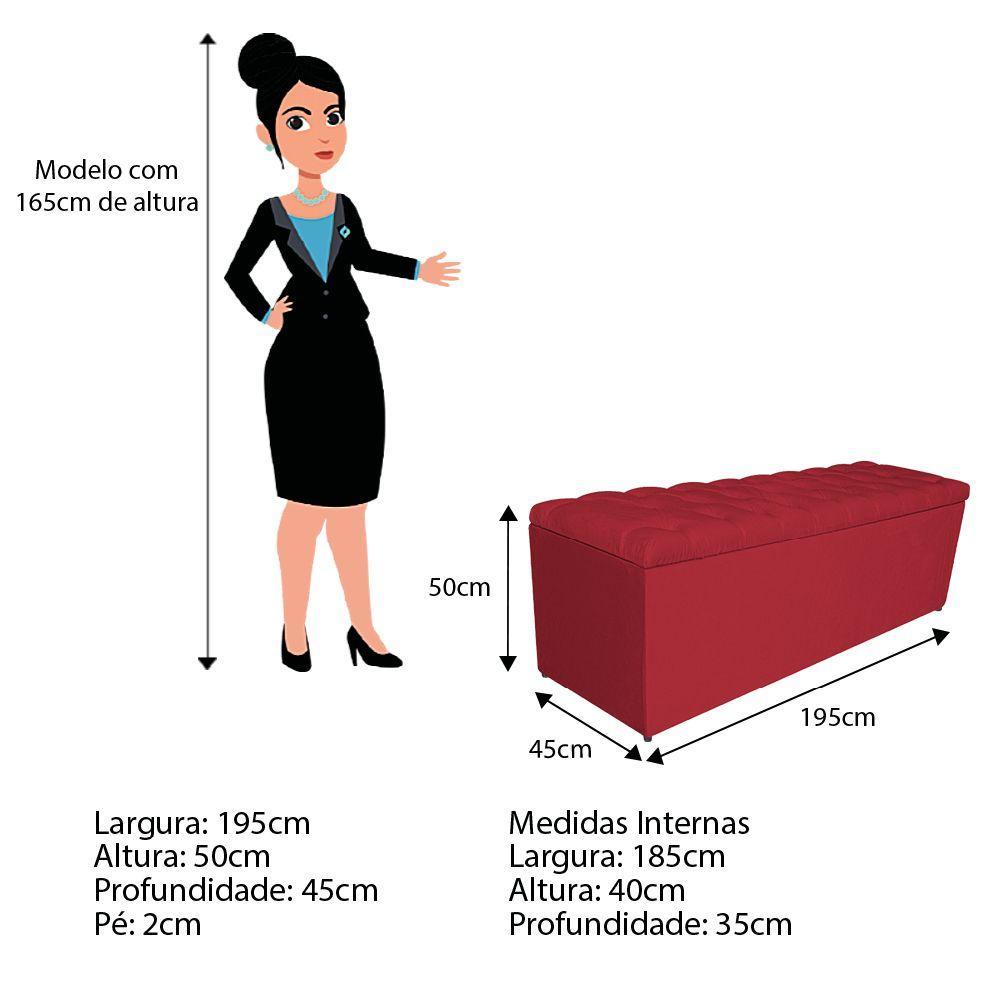 Kit Cabeceira e Calçadeira 195 Cm King Size Suede Vermelho - 4