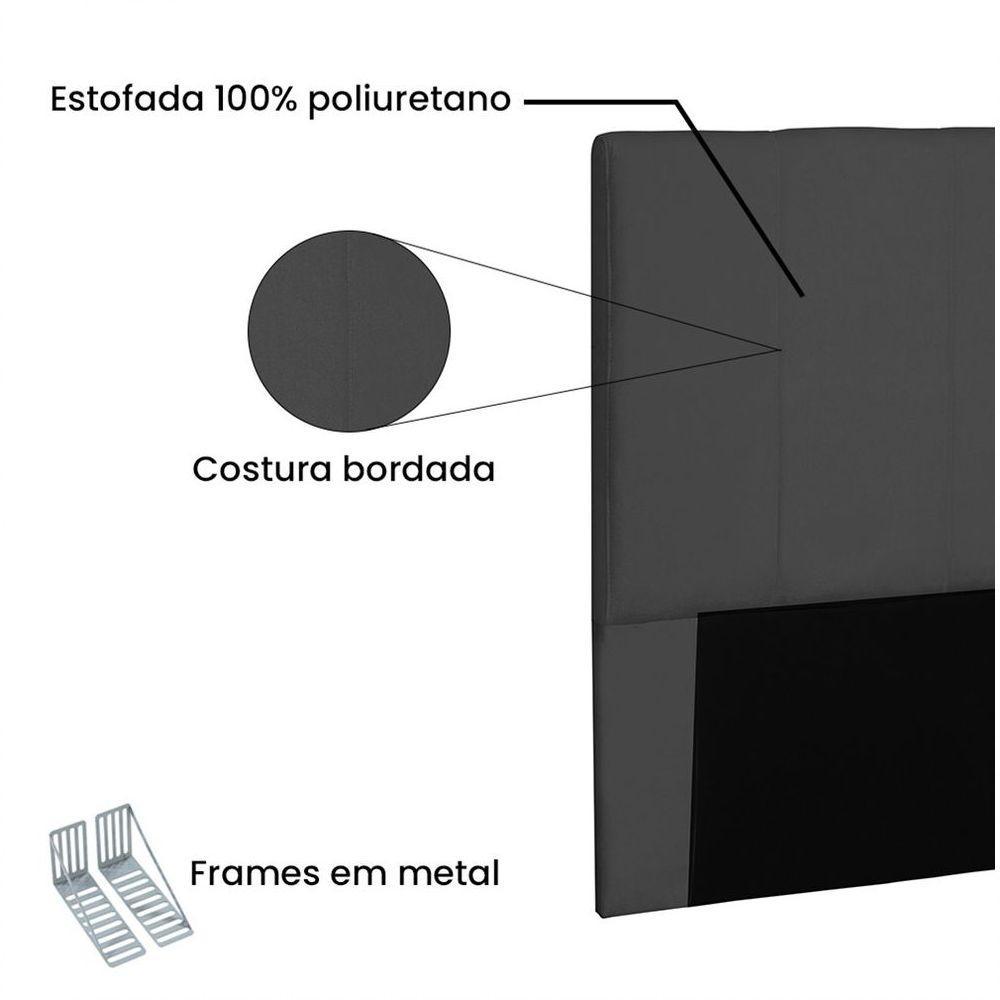 Cabeceira Arizona Cama Box Solteiro 90Cm Suede Preto - 3