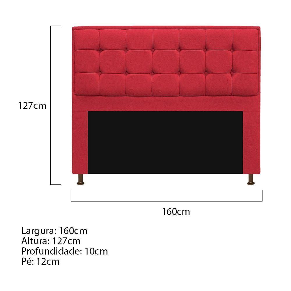 Cabeceira Copenhague 160cm Queen Size Suede Vermelho - 2