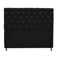Cabeceira Cristal 160cm Queen Size com Strass Suede Preto - 1