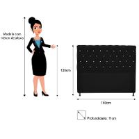 Cabeceira Cristal 160cm Queen Size com Strass Suede Preto - 2