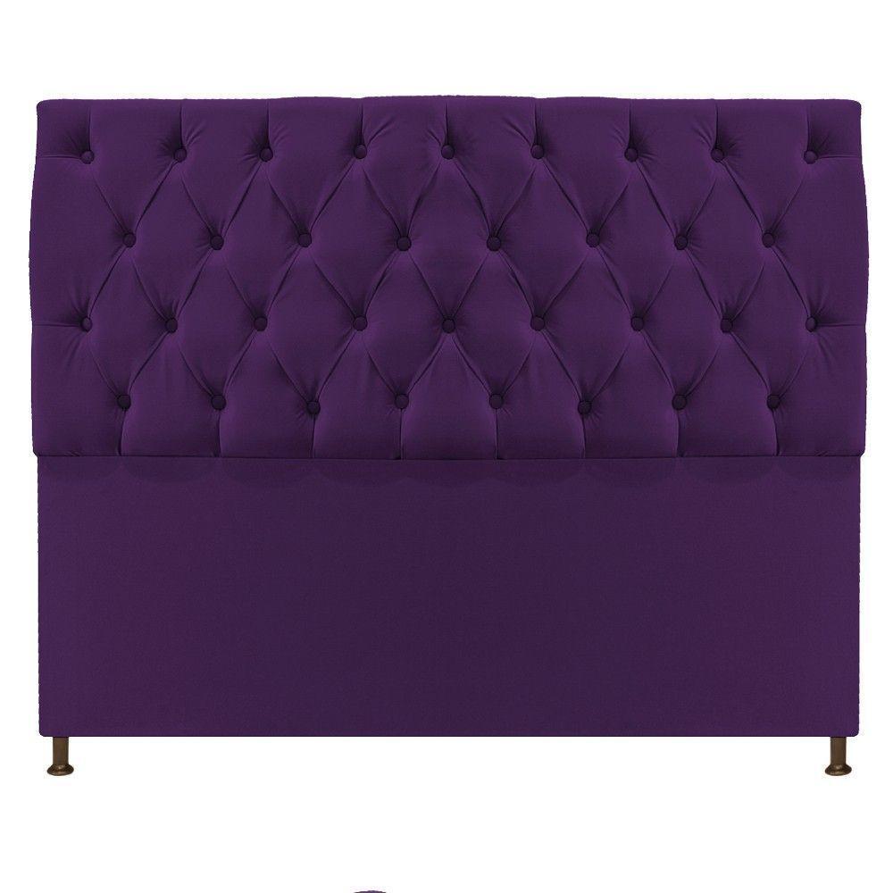 Cabeceira Sofia 140 Cm Casal Suede Roxo - 1